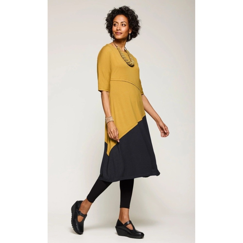 Lisa Bayne Size‎ XXL Mustard Yellow Collette Colorblock Midi Dress